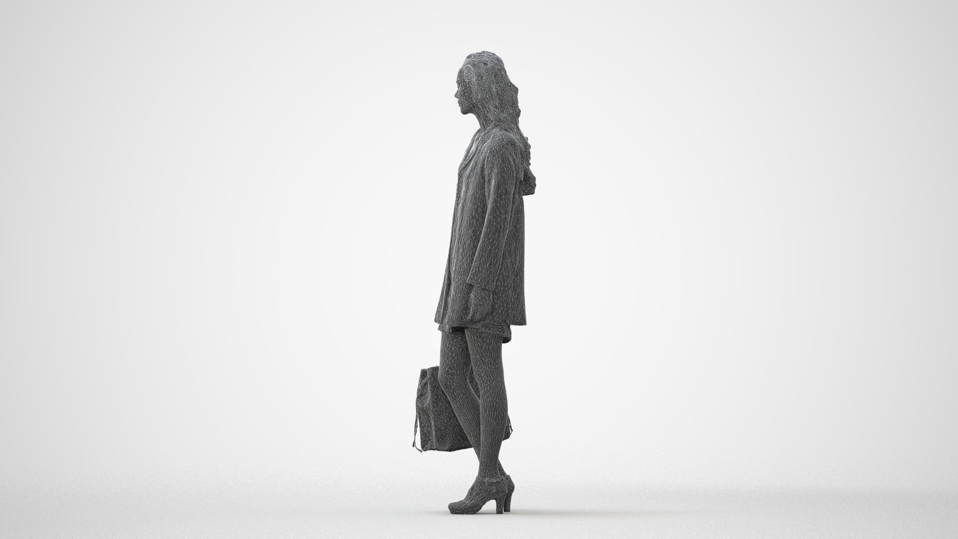 photogrammetry 3D woman business standing, realistic human model archviz FBX, square thumbnail