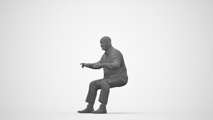 3D scanned senior man business, photorealistic archviz people for Enscape and SketchUp, wireframe back view