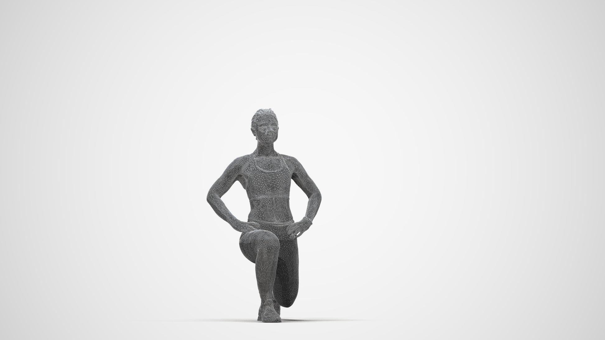 realistic 3D human woman sport, archviz people FBX OBJ for Blender, wireframe back view