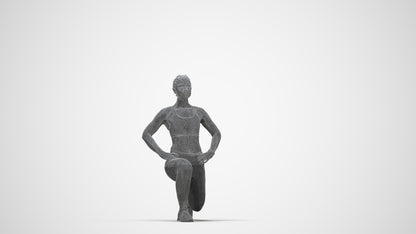 realistic 3D human woman sport, archviz people FBX OBJ for Blender, wireframe back view