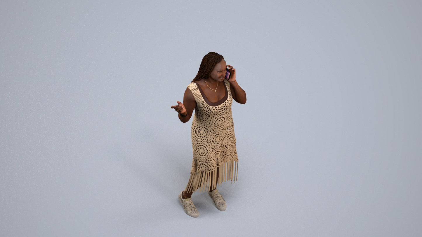 photogrammetry 3D woman casual standing, realistic human model archviz FBX, back view render