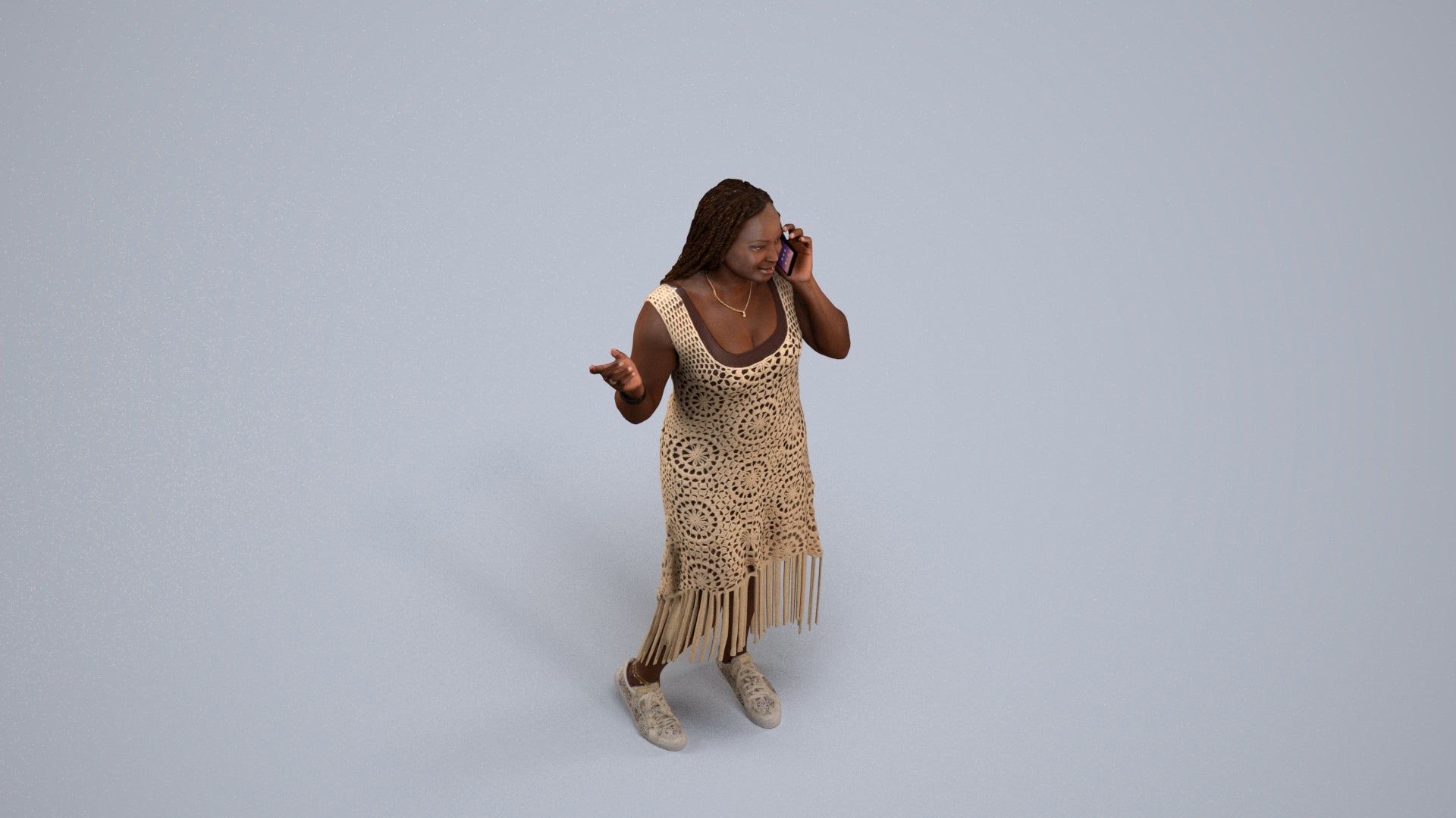 photogrammetry 3D woman casual standing, realistic human model archviz FBX, back view render