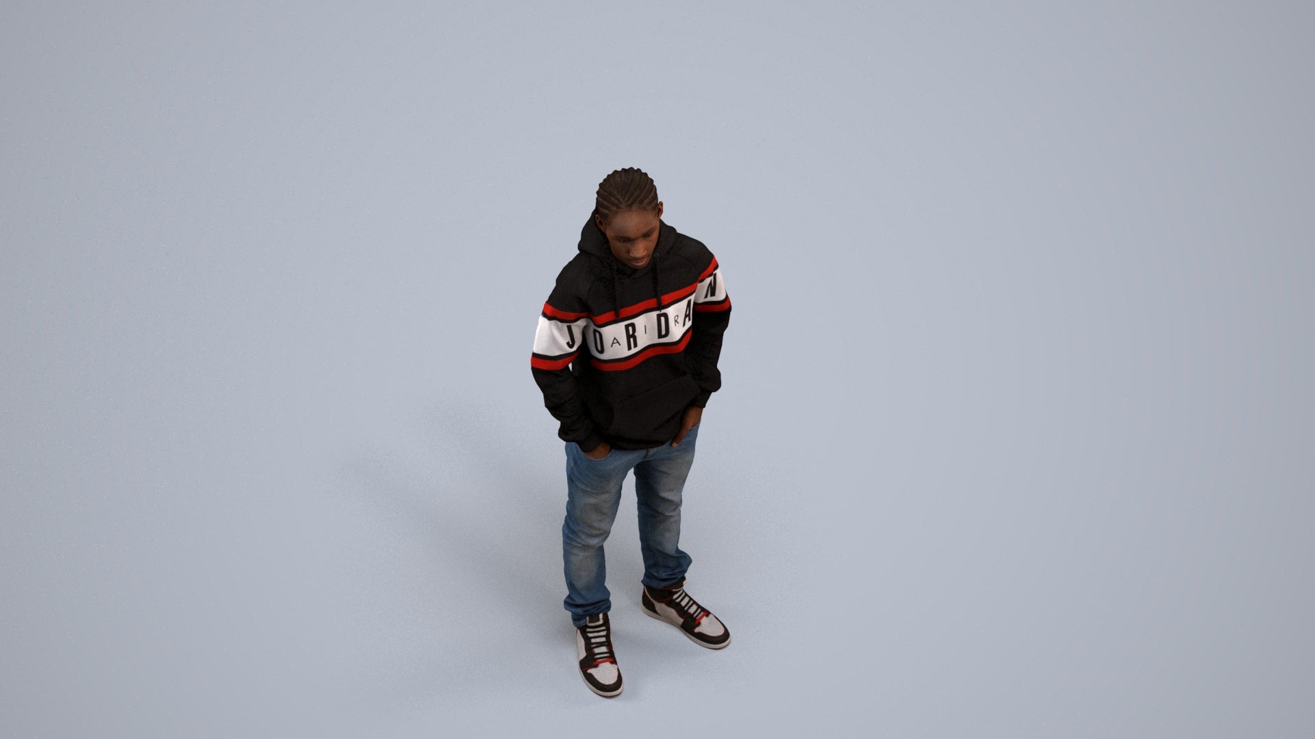 3D people model boy casual kids, scanned human for 3ds Max rendering, back view render