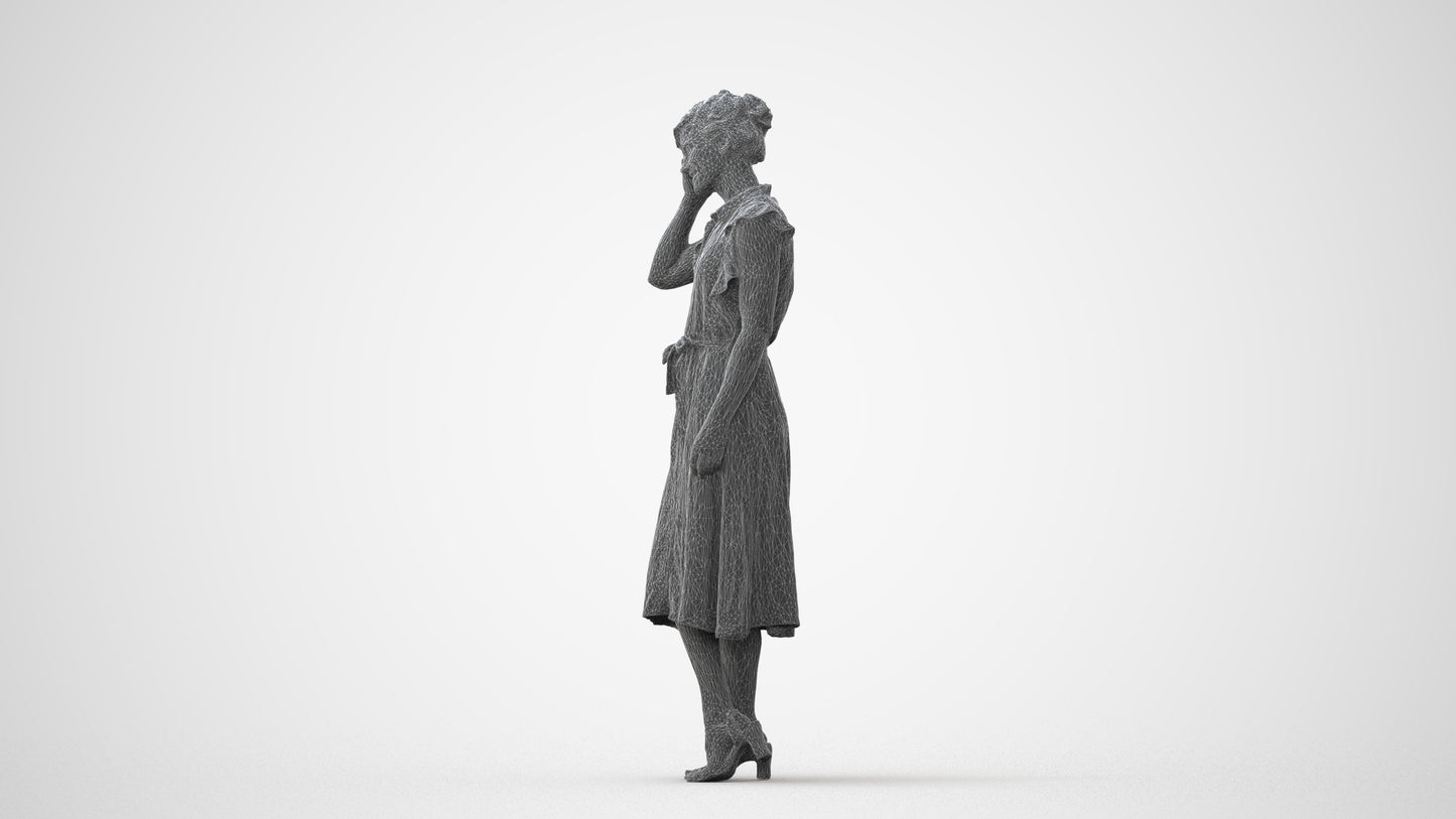 realistic 3D woman casual standing, scanned archviz people for Blender and 3ds Max, square thumbnail