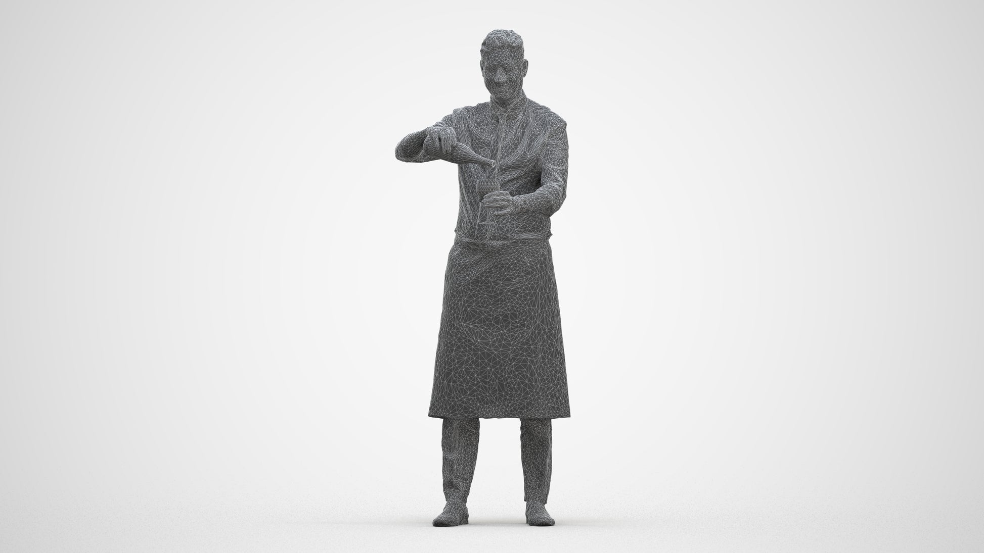 3D scanned man hospitality, photorealistic archviz people for Enscape and SketchUp, three-quarter front view render