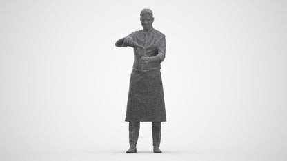 3D scanned man hospitality, photorealistic archviz people for Enscape and SketchUp, three-quarter front view render