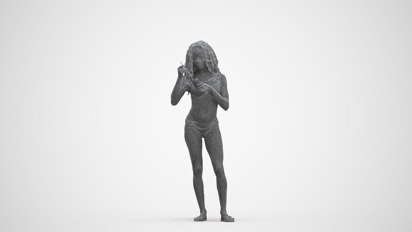 realistic 3D people woman pool, render-ready for V-Ray and Corona, FBX OBJ, three-quarter front view render