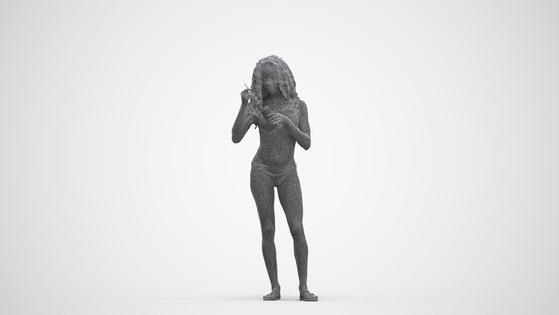 realistic 3D people woman pool, render-ready for V-Ray and Corona, FBX OBJ, three-quarter front view render