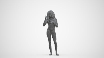 realistic 3D people woman pool, render-ready for V-Ray and Corona, FBX OBJ, three-quarter front view render