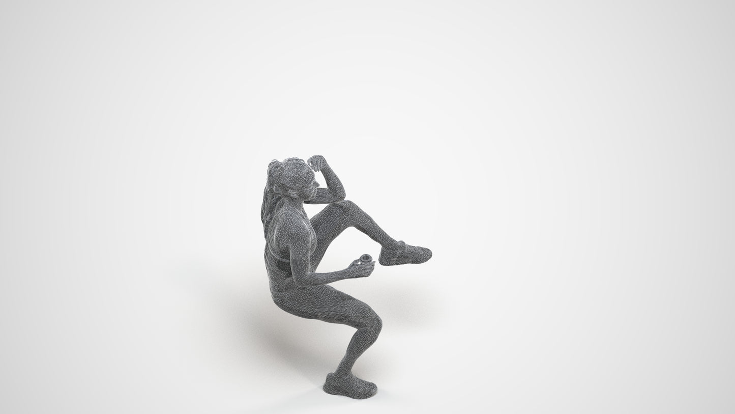 scanned 3D woman sport, photogrammetry people for Enscape and V-Ray, wireframe three-quarter view
