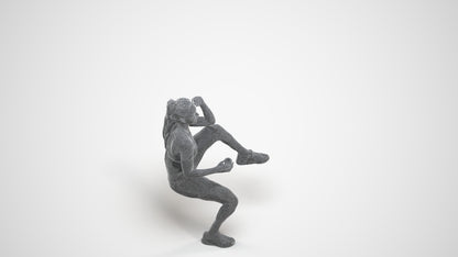 scanned 3D woman sport, photogrammetry people for Enscape and V-Ray, wireframe three-quarter view