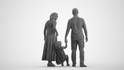 3D people model girl casual kids, scanned human for 3ds Max rendering, wireframe front view