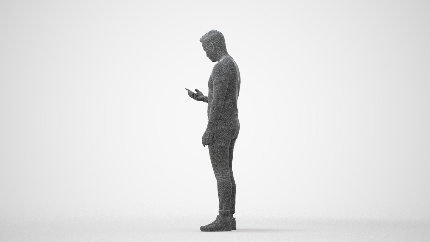 photogrammetry 3D man casual standing, realistic human model archviz FBX, square thumbnail