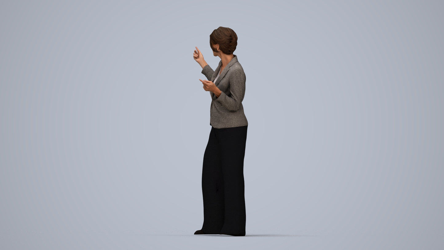scanned 3D woman business, photogrammetry people for Enscape and V-Ray, top-down view render