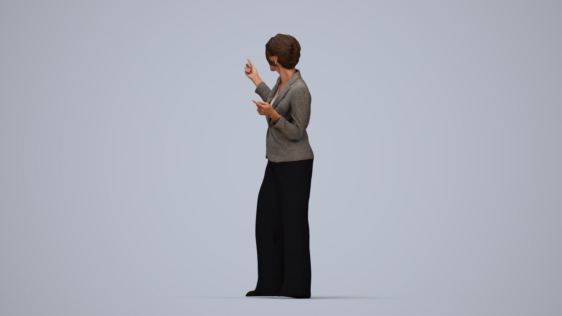 scanned 3D woman business, photogrammetry people for Enscape and V-Ray, top-down view render