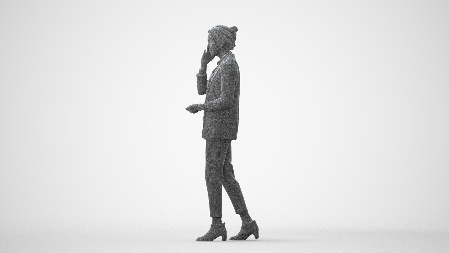 3D human model woman business, photogrammetry scanned person for archviz, square thumbnail
