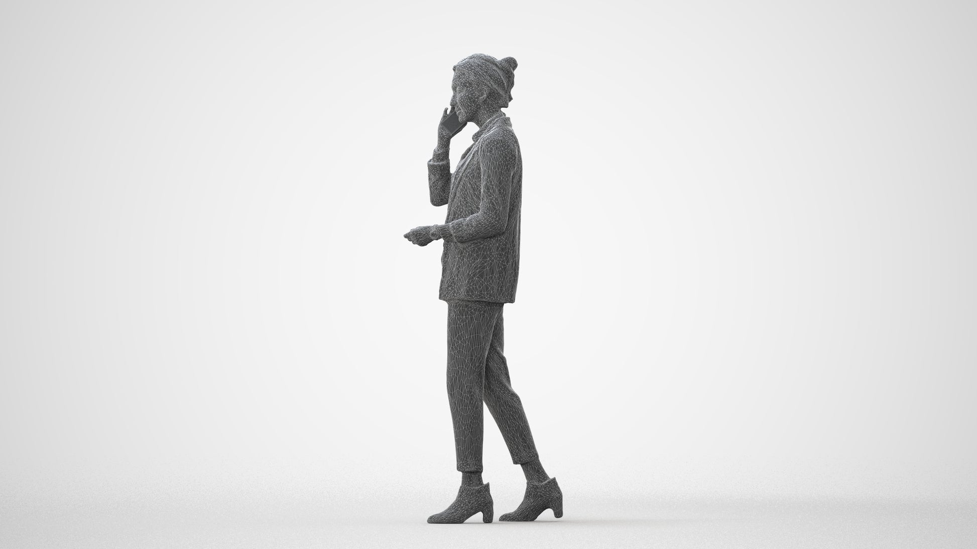3D human model woman business, photogrammetry scanned person for archviz, square thumbnail