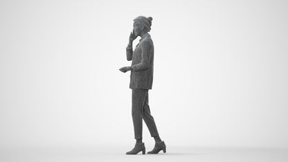 3D human model woman business, photogrammetry scanned person for archviz, square thumbnail