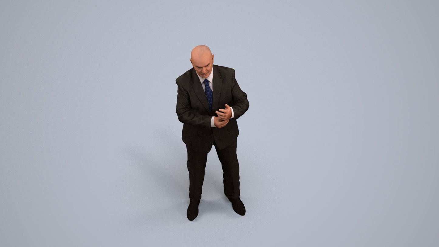 scanned 3D senior man business, photogrammetry people for Enscape and V-Ray, back view render
