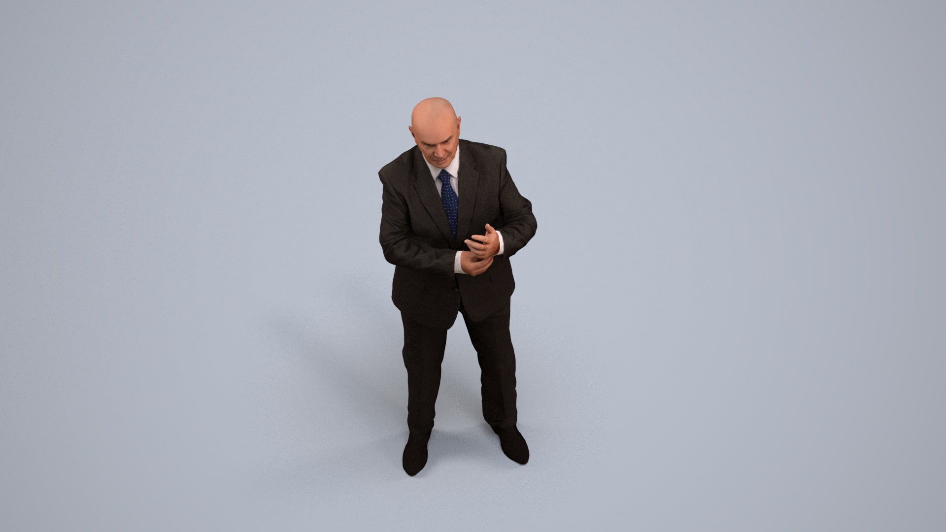 scanned 3D senior man business, photogrammetry people for Enscape and V-Ray, back view render