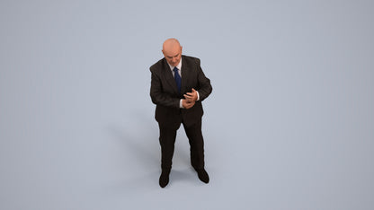 scanned 3D senior man business, photogrammetry people for Enscape and V-Ray, back view render