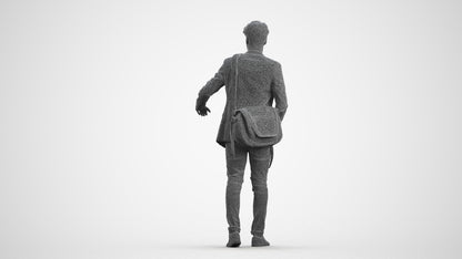 3D scanned man standing casual, photorealistic archviz people for Enscape and SketchUp, wireframe front view