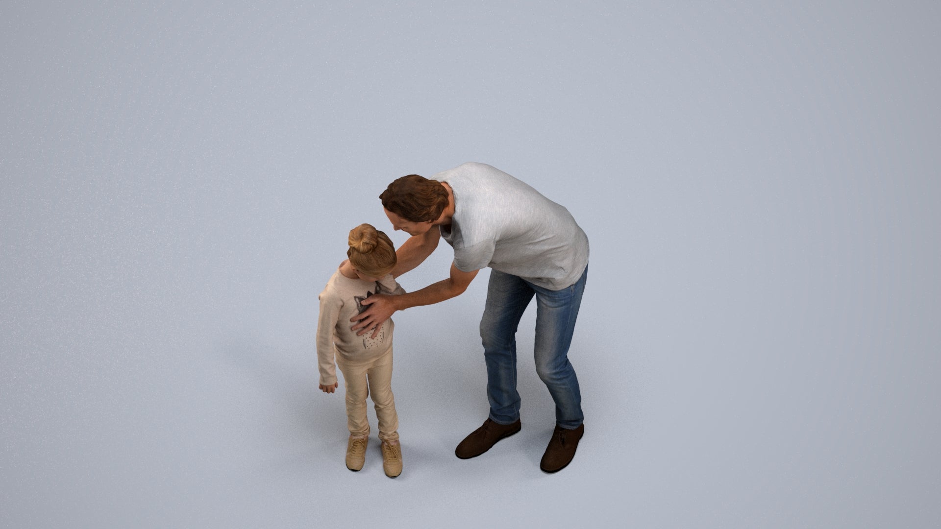 realistic 3D people girl casual kids, render-ready for V-Ray and Corona, FBX OBJ, back view render