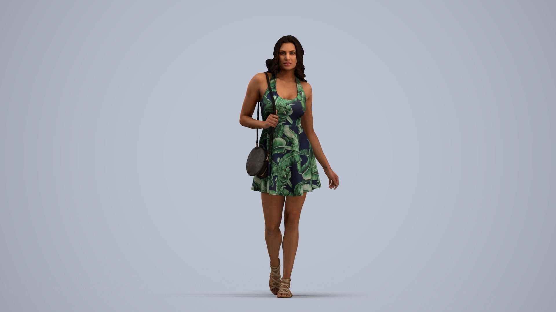 scanned 3D woman walking, photogrammetry people for Enscape and V-Ray, standing pose render