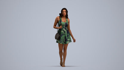 scanned 3D woman walking, photogrammetry people for Enscape and V-Ray, standing pose render