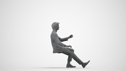 realistic 3D people man business driving, render-ready for V-Ray and Corona, FBX OBJ, wireframe side view