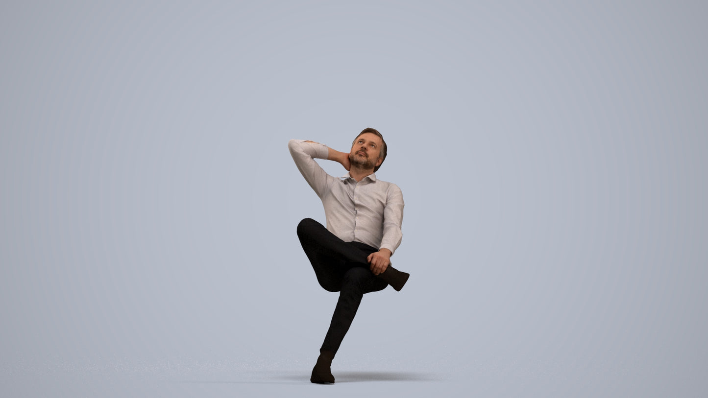 realistic 3D human man business, archviz people FBX OBJ for Blender, standing pose render