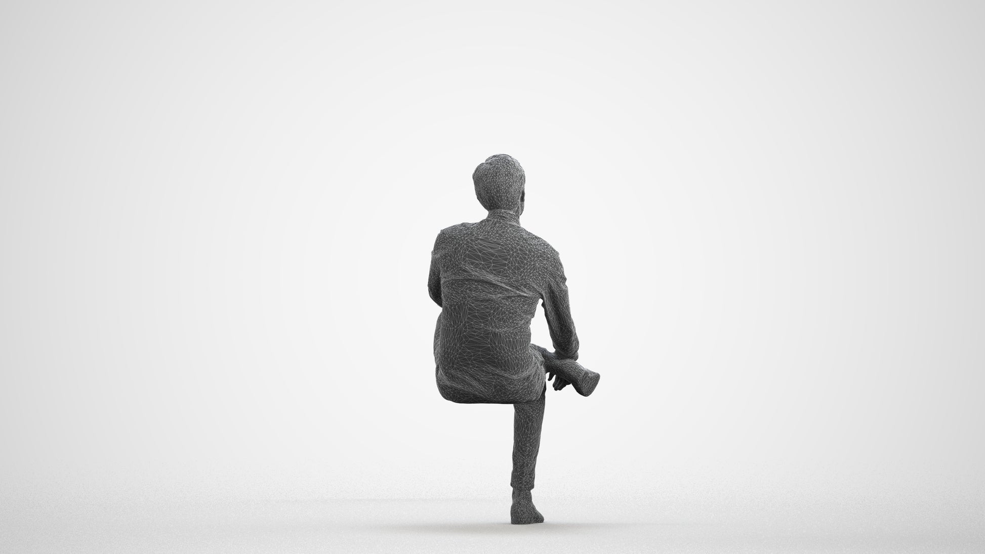photogrammetry 3D man business, realistic human model archviz FBX, wireframe front view