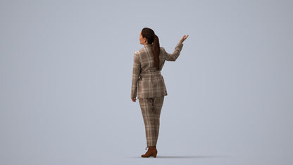 3D people model woman business, scanned human for 3ds Max rendering, three-quarter view render
