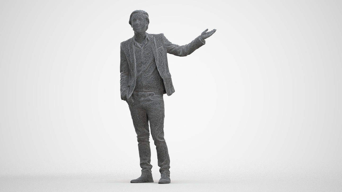 photogrammetry 3D man business, realistic human model archviz FBX, three-quarter front view render