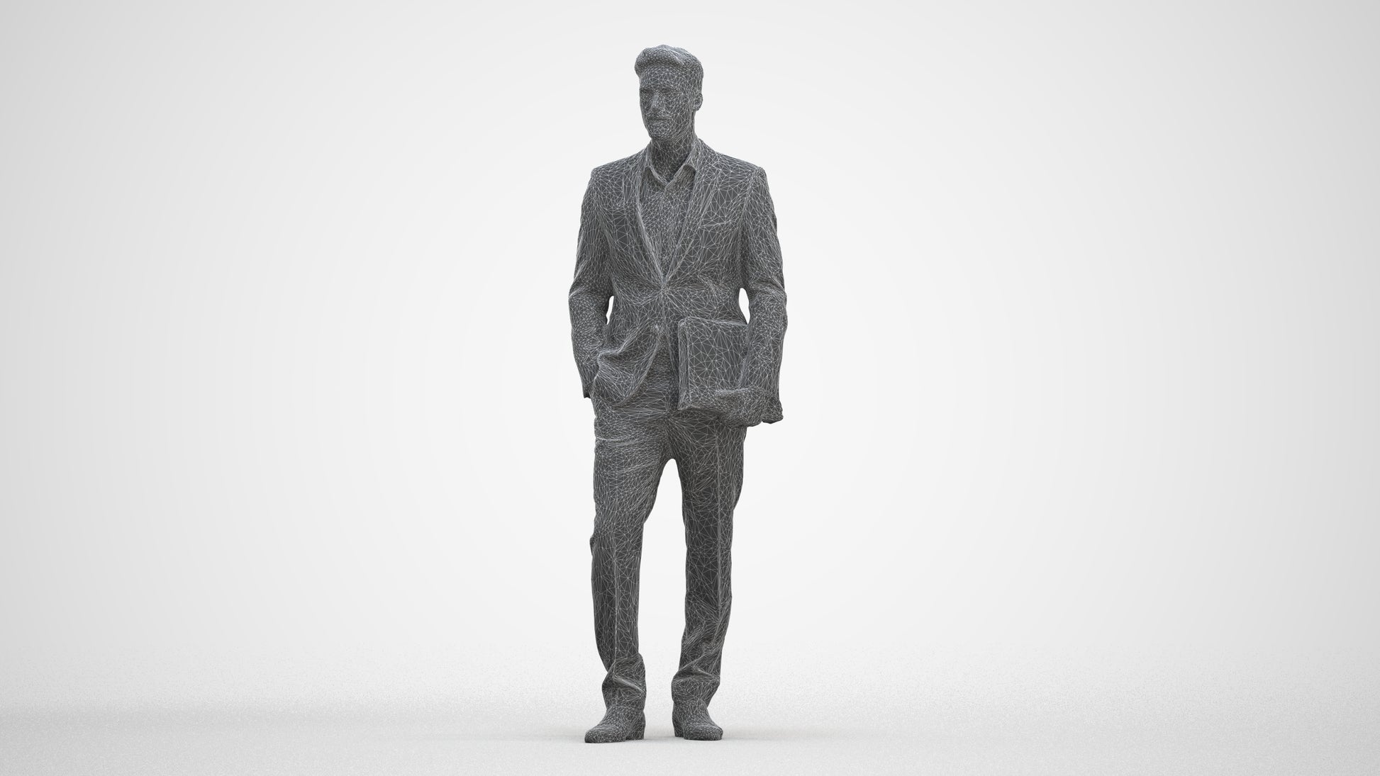realistic 3D people man business, render-ready for V-Ray and Corona, FBX OBJ, three-quarter front view render