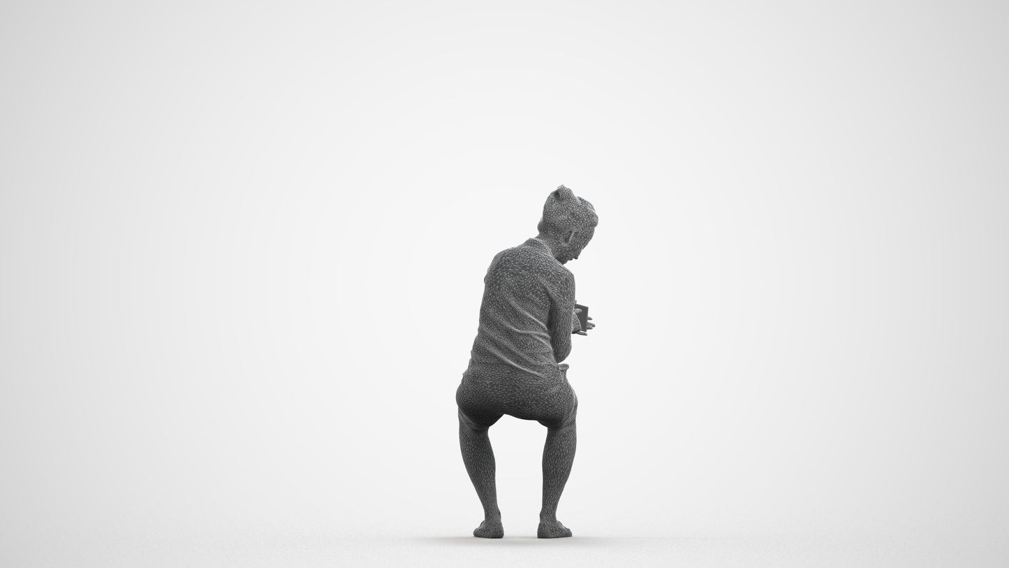 realistic 3D woman casual sitting, scanned archviz people for Blender and 3ds Max, wireframe front view