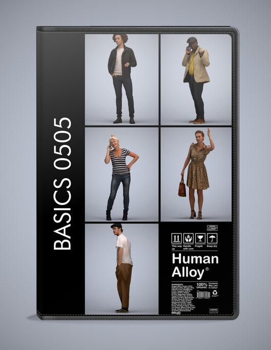 5 3D scanned people standing, photorealistic archviz pack for Enscape and SketchUp