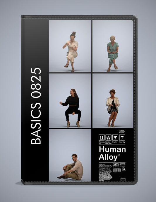 3D people models sitting bundle, 5 scanned humans for 3ds Max rendering