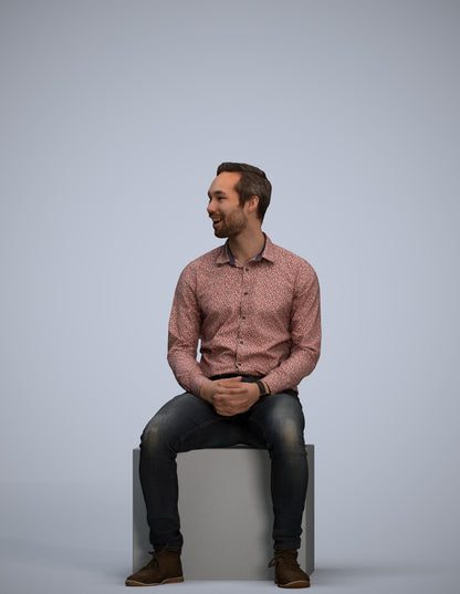 realistic 3D people man casual pool, render-ready for V-Ray and Corona, FBX OBJ