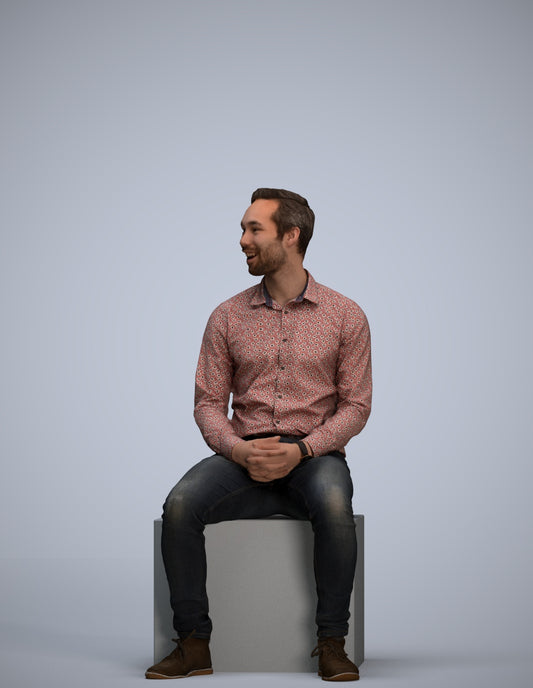 realistic 3D people man casual pool, render-ready for V-Ray and Corona, FBX OBJ