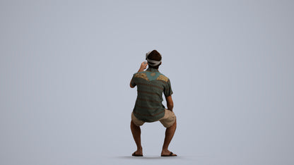 realistic 3D man casual sitting, scanned archviz people for Blender and 3ds Max, front view render