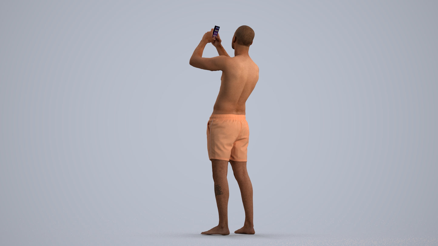 scanned 3D man pool, photogrammetry people for Enscape and V-Ray, front view render