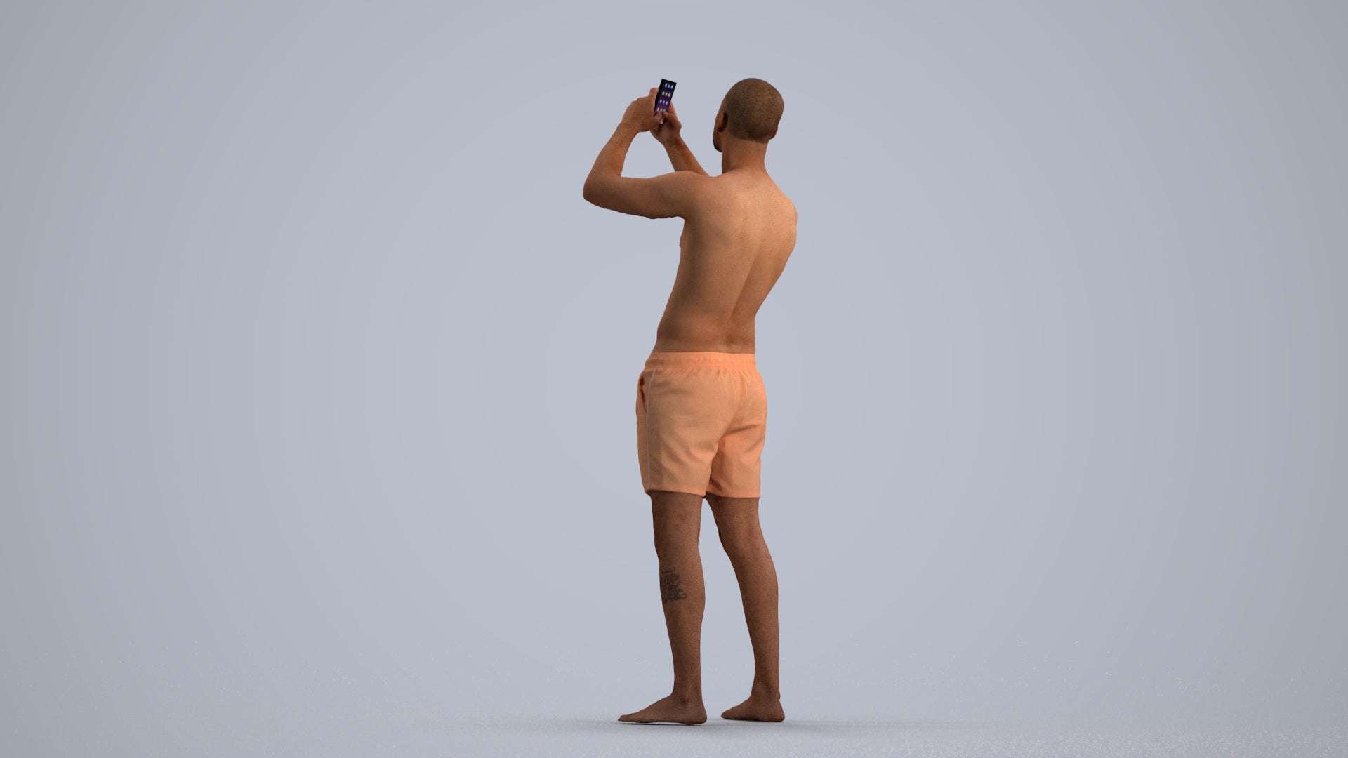 scanned 3D man pool, photogrammetry people for Enscape and V-Ray, front view render