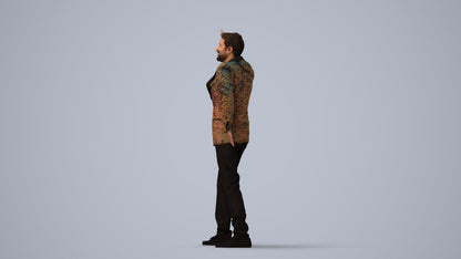 realistic 3D human man formal dancing, archviz people FBX OBJ for Blender, three-quarter view render