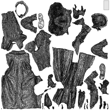 realistic 3D people woman casual standing, render-ready for V-Ray and Corona, FBX OBJ, wireframe top-down view