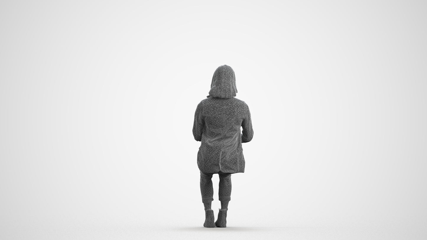 scanned 3D woman business, photogrammetry people for Enscape and V-Ray, wireframe front view
