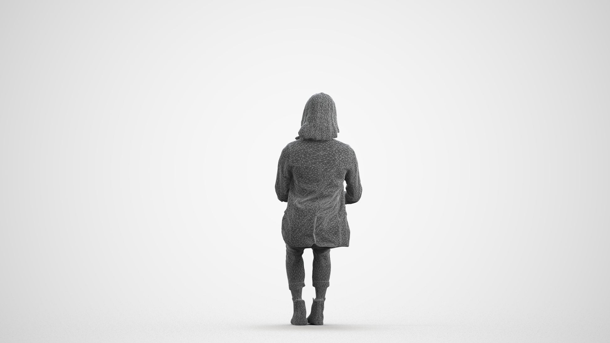 scanned 3D woman business, photogrammetry people for Enscape and V-Ray, wireframe front view