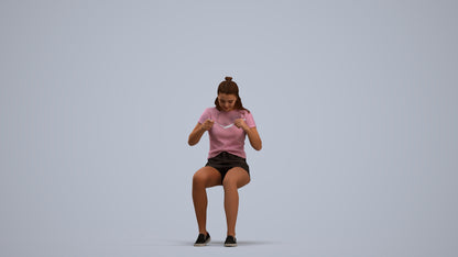 3D scanned girl kids casual, photorealistic archviz people for Enscape and SketchUp, standing pose render