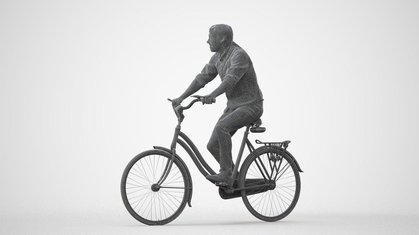 3D scanned man cycling casual, photorealistic archviz people for Enscape and SketchUp, square thumbnail