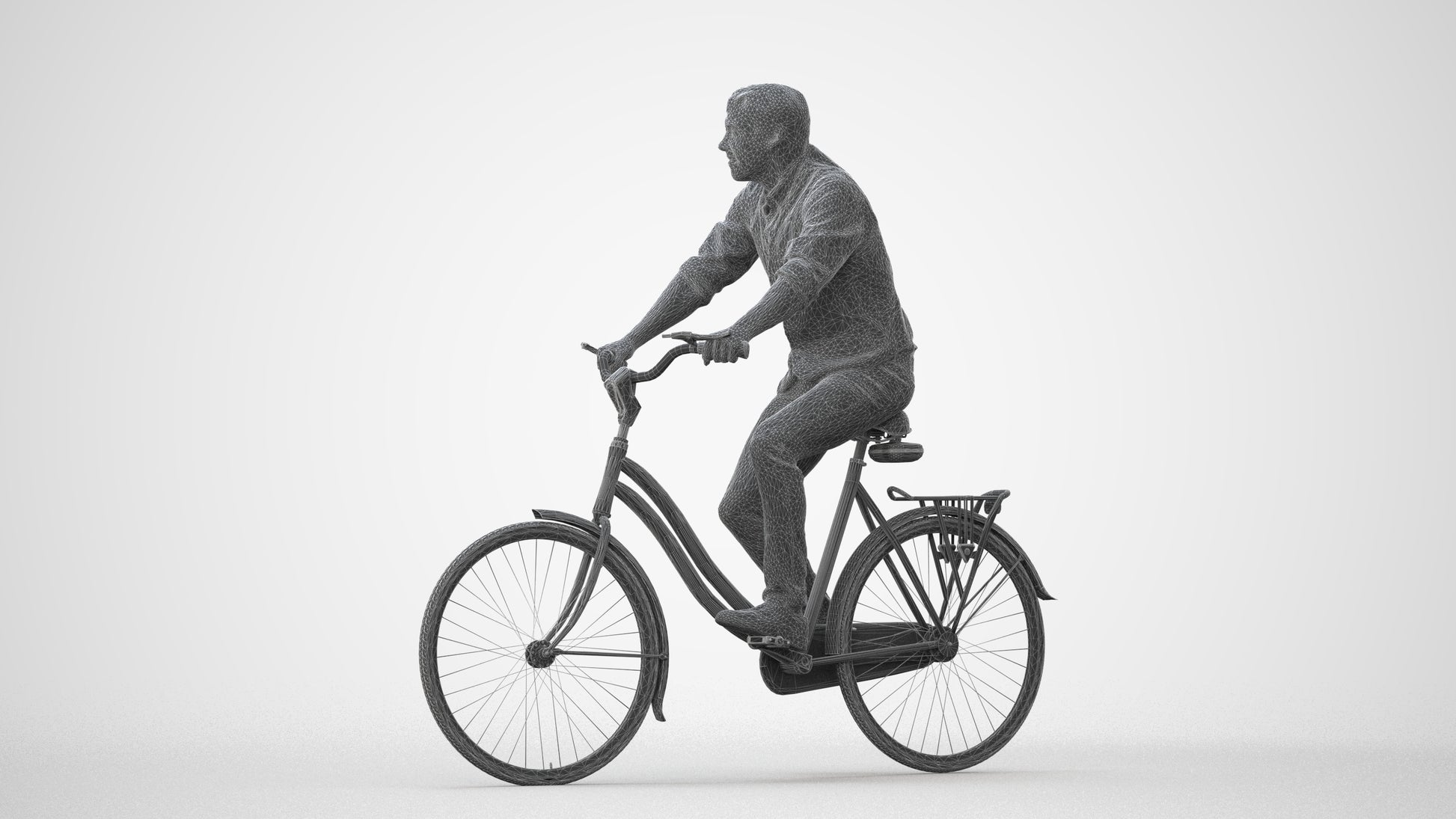 3D scanned man cycling casual, photorealistic archviz people for Enscape and SketchUp, square thumbnail